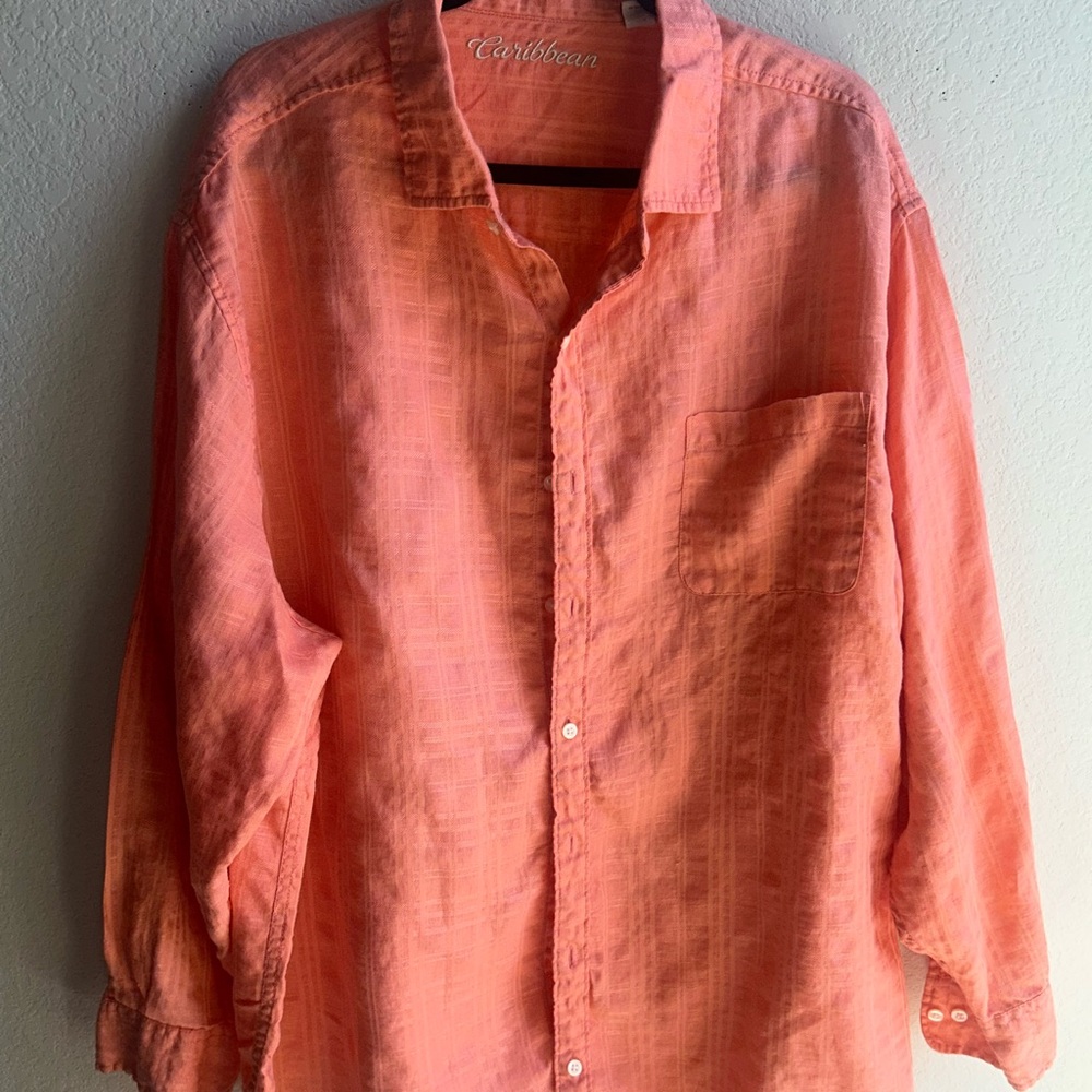 Men’s Caribbean Coral Button-Up Shirt size 2XL